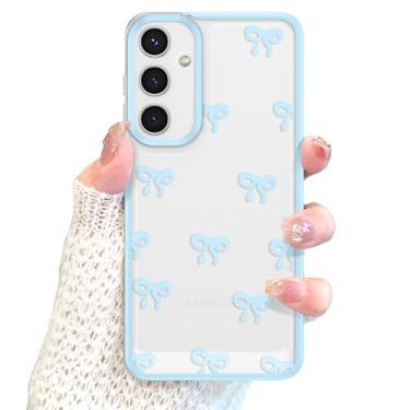Imagem de EYZUTAK Capa para Samsung Galaxy A55 5G, estampa de laço de fita transparente proteção para câmera elegante fina e durável capa protetora de TPU para mulheres - azul