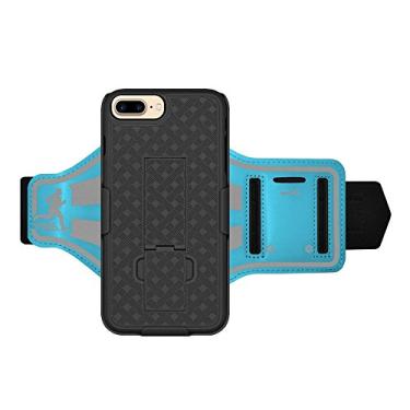 Imagem de Amzer Braçadeira esportiva corrida treino capa dura fina com segurança noturna reflexiva grande para Apple iPhone 8 Plus - azul