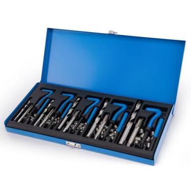 Imagem de DJYIYEW Kit de reparo de rosca, kit de reparo de helicóptero de broca HSS (SAE, 131 peças, 1/4-1/5.1 cm)