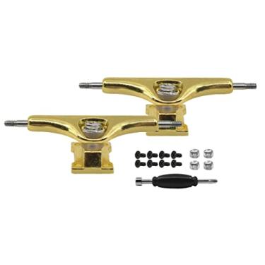 Imagem de Teak Tuning Prodigy Swerve Fingerboard Trucks, Gold Colorway - 34 mm de largura - Kingpin invertido - Forma profissional, aparência e componentes