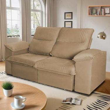 Imagem de Sofá Retrátil Reclinável America 1,80m Suede Bege - King House