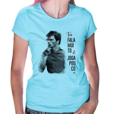 Imagem de Baby Look Fala muito & Joga pouco - Foca na Moda, Azul bebê, GGG