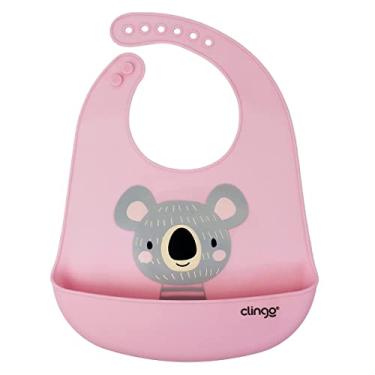Imagem de Babador de Silicone com Bolso Coletor Coala, Clingo, Cinza/Rosa