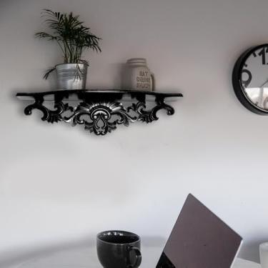 Imagem de Wayborn Prateleira de parede bonita de madeira compensada de cedro preto, 73 x 15 x 17 cm, montagem não necessária