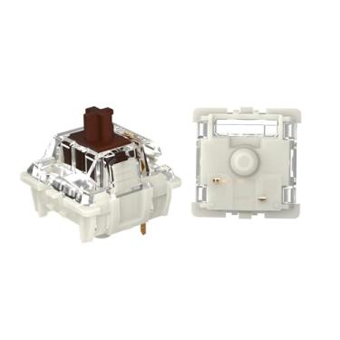 Imagem de GATERON Interruptores de teclado G Brown Pro, LED RGB pré-lubrificado tátil compatível com teclado mecânico MX, plugue de LED SMD, interruptores de chave de 3 pinos 55gf (marrom, 35 peças)