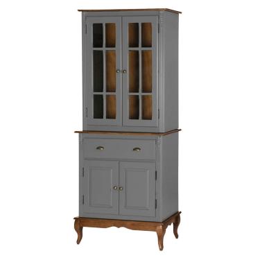 Imagem de Arca Oratório 4 Portas 1 Gaveta 60840 Hannover Linz Móveis - Cinza/Imbuia Glazer