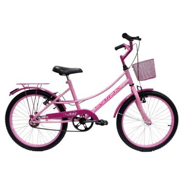 Imagem de Saidx Bike, Bicicleta Belinha Feminina, Aro 20 em Alumínio, Freios V-Brake Dianteiro e Traseiro, Quadro em aço e Cesta (Rosa)