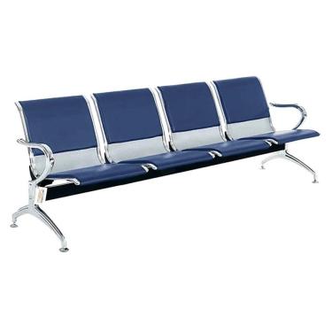 Imagem de Cadeira Longarina Com Est Cromada 4 Lugares Colors Azul Marinho