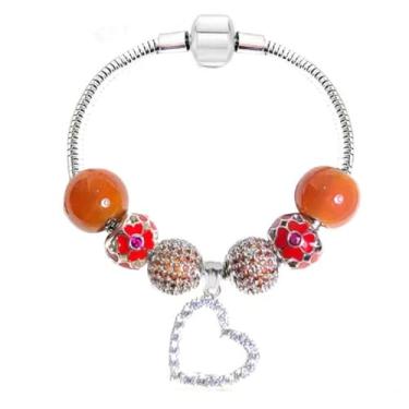 Imagem de Bracelete Pandora com pingente de bétula branca para todos os meses, a melhor joia de aniversário para mulheres e meninas Vermelho