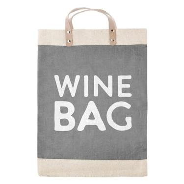 Imagem de Santa Barbara Design Studio Bolsa feminina de juta para compras Farmer's Market com alças de couro genuíno e forro à prova d'água, Saco de vinho, 13" W x 18" H x 8" D, Sacola de juta