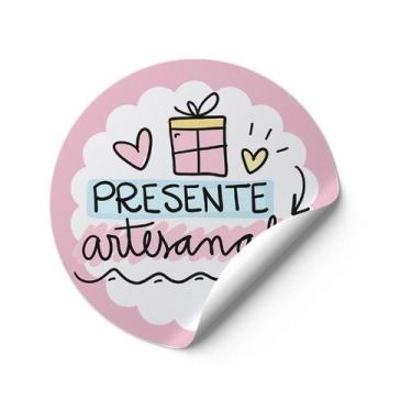 Imagem de 120 Adesivos Presente artesanal Vinil etiqueta redondos mimo Gratidão 