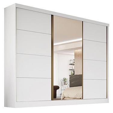 Imagem de Guarda Roupa Bergamo Casal com Espelho 3 Portas 6 Gavetas Bianchi - Branco