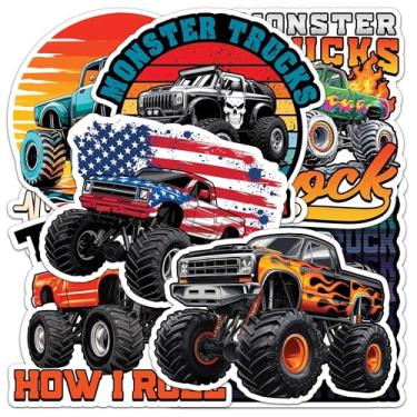 Imagem de Adesivo Monster Truck 8 peças (tamanho grande) adesivos de vinil para laptop decalque à prova d'água para para-choques de carro, garrafa de água, caderno, bagagem, janela, festa, aniversário