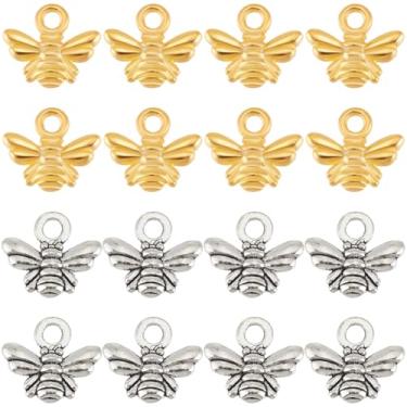 Imagem de SUNNYCLUE 1 caixa, 200 peças, pingentes de abelha dourada, amuletos de insetos, lisos tibetanos, liga de prata tibetana, animal, abelha, berloques para fazer joias, berloques, dia dos namorados