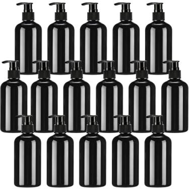 Imagem de CroBlissful 16 garrafas vazias de plástico vazias de 236 ml com dispensador preto para xampu, condicionador, creme facial, óleo de massagem, sabonete líquido