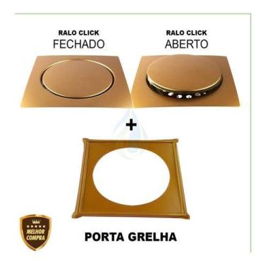 Imagem de Ralo Click 15x15 Cm Inteligente Cores Inox + Porta Grelha - Confiança 