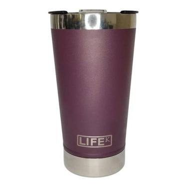 Imagem de Copo Térmico Vinho Inox Parede Dupla C/ Tampa Abridor 473 ml - Abrolho