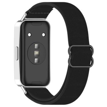Imagem de LOKEKE Pulseira de substituição compatível com Huawei Band 10 – Pulseira de substituição de relógio de pulso de nylon compatível com Huawei Band 10/9/8 (nylon preto), Medium, quartzo sintético