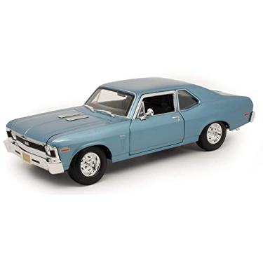 Imagem de 1970 Chevy Nova SS Coupe, azul - Maisto 31132 - escala 1/18 de carro modelo fundido da Maisto