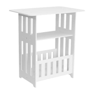 Imagem de SiaBiced Tabela lateral 2 Plataforma de armazenamento de camada Decoração de cabine de cabeceira de cabeceira de cabeceira de cabeceira de madeira multiuso, Altura 50cm