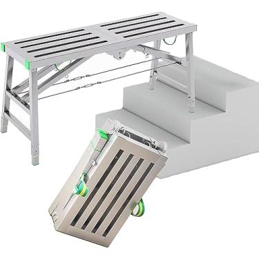 Imagem de WYUYIWH Plataforma de trabalho multiuso, andaime, escada de torre, escadas ajustáveis de altura para casa, dobrável, 39,9 cm de largura, equipamento de andaime de banco de trabalho para projetos DIY