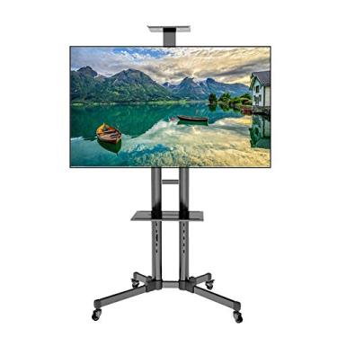 Imagem de Suporte de TV móvel com rodas bloqueáveis - Carrinho de TV com rodinhas ajustável em altura para escritório/escola/hotel, telas planas de 81 a 180 cm cenário bonito