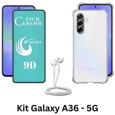 Imagem de Kit Capa Silicone TPU + Película Frontal de Cerâmica 9D + Fone com Fio