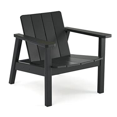 Imagem de TORVA Cadeira Adirondack dobrável, HDPE para todos os climas, cadeira Adirondack para pátio, jardim, exterior, preta