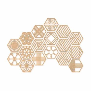 Imagem de Kit Com 17 Peças De Mdf 3mm Vazado Cobogó MDF Cru - inove papéis de pa