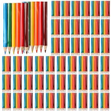 Imagem de Cholemy 100 conjuntos de mini lápis de cor de 9,5 cm, lápis de cor gorda, portátil, curto, em massa, lápis de cor pré-afiado, desenho pré-apontado, para sala de aula de pintura, 6 cores sortidas