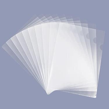 Imagem de GOMRQING Pasta de documentos transparente com bolsos para projetos seguros para cópias cabe em papel americano tamanho carta de 21 x 27 cm, protetor de mangas de papel transparente tipo L, retomar