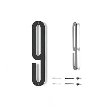Imagem de Números de casa flutuantes modernos de 30,48 cm | Números grandes de metal para casa ao ar livre | Números de endereço residencial revestidos com preto à prova