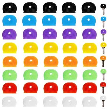 Imagem de Pacote com 40 capas de chaveiro, conjunto de etiquetas de plástico, identificadores de cores, capas de chave coloridas, capa de identificação de chave