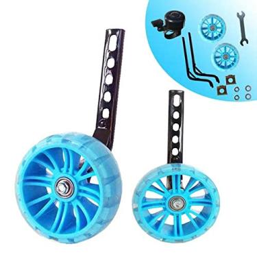 Imagem de HUWAY Kit de montagem de rodas de treinamento flash silenciador de bicicleta compatível com bicicletas de 12 14 16 18 20 polegadas, 1 par (azul2)