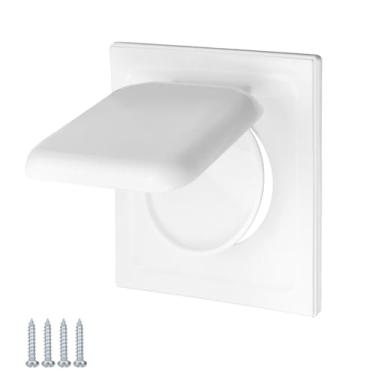 Imagem de LC LICTO Tampa de ventilação para secadora de porta dupla, furo de 10 cm, placa de parede interna e externa, 17 x 19 cm, plástico branco, 2 peças