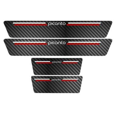 Imagem de Kit Soleira Protetora Porta Premium Red Fibra Carbon Picanto - Jhow Ad