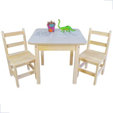 Imagem de Conjunto Mesa Infantil Com 2 Cadeiras Kit Mesinha Educativa Madeira Cr