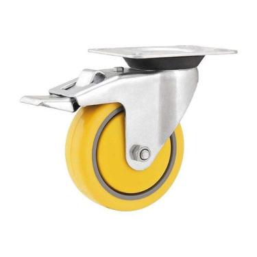 Imagem de Rodízio roda giratório freio pvc amarela 3" 76mm - VONDER