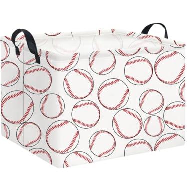 Imagem de HKEC Cesta Retangular Para Armazenamento, De Presentes Vazia Com Alças Crianças, Organizador Fofo Brinquedos, Decoração Quarto (Bola Beisebol Grande)