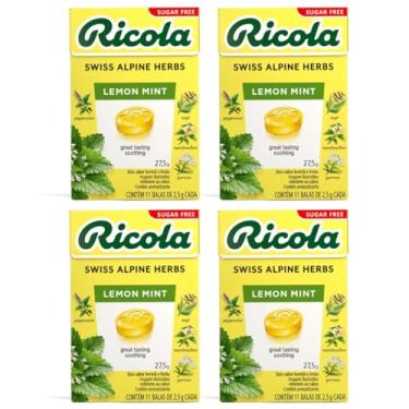 Imagem de Kit 4 Bala Importada Lemon Mint Ricola Zero Açúcar 28G Suíça