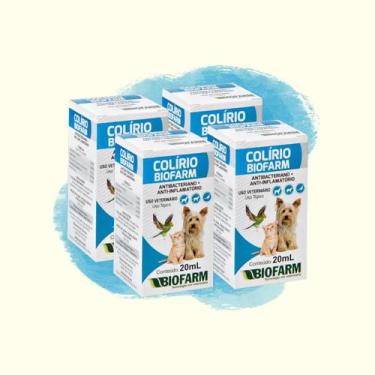 Imagem de Kit 4 Colírio Cão Gato e Aves Anti-inflamatório 20ml Biofarm