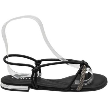 Imagem de Sandália Rasteira Beira Rio Tira Cravejada Feminina, Preto, 35