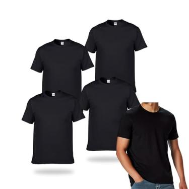 Imagem de METFUIN Pacote Com 4 Camisetas Pretas De Poliéster Para Impressão Em Vinil Htv Prensa Térmica, Gola Redonda, Manga Curta (Extra Grande, Preta)