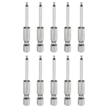 Imagem de HARFINGTON 10 peças de pontas esféricas hexagonais H2 (2 mm) cabeça 1/10.2 cm haste sextavada 50 mm (2") de comprimento magnético S2 aço métrico chave de fenda chave de broca soquete ferramenta