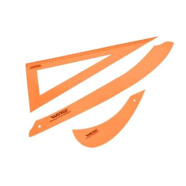 Imagem de Kit Régua de Modelagem para Costura e Corte de Tecido Esquadro profissional(Laranja)