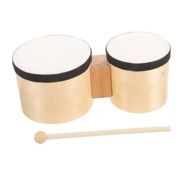 Imagem de Dynwave Mini Bongo Drum Adultos Bongôs 6'' e 5' de Madeira com Baqueta Tambores de Mão Pandeiros para Apresentações Aulas de Dança 2-4