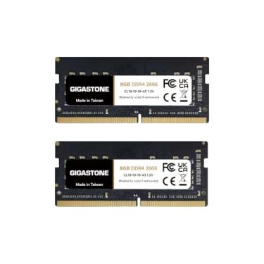 Imagem de 【RAM DDR4】 Kit GIGASTONE de 16 GB (2 x 8 GB) DDR4 2666 MHz (2400 MHz ou 2133 MHz) PC4-21300 (PC4-19200/17000) CL19 1,2 V SODIMM 260 pinos sem buffer, sem buffer, sem ECC, de alto desempenho, memória