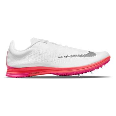 Imagem de Nike Zoom Spike Tênis masculino de atletismo com pontas de distância média, Branco/Laranja/Rosa, 39