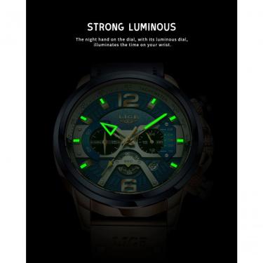 Imagem de Relógio Masculino Lige 8917 à Prova D'água Rosa Ouro Azul