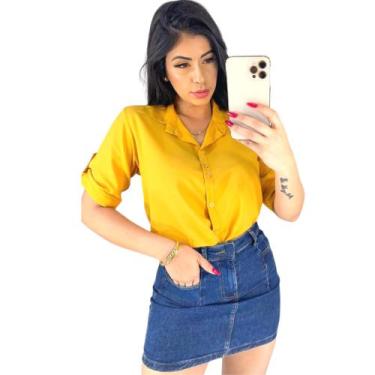 Imagem de camisa social feminina chamise manga 3/4 lisas luxo premium - atrative